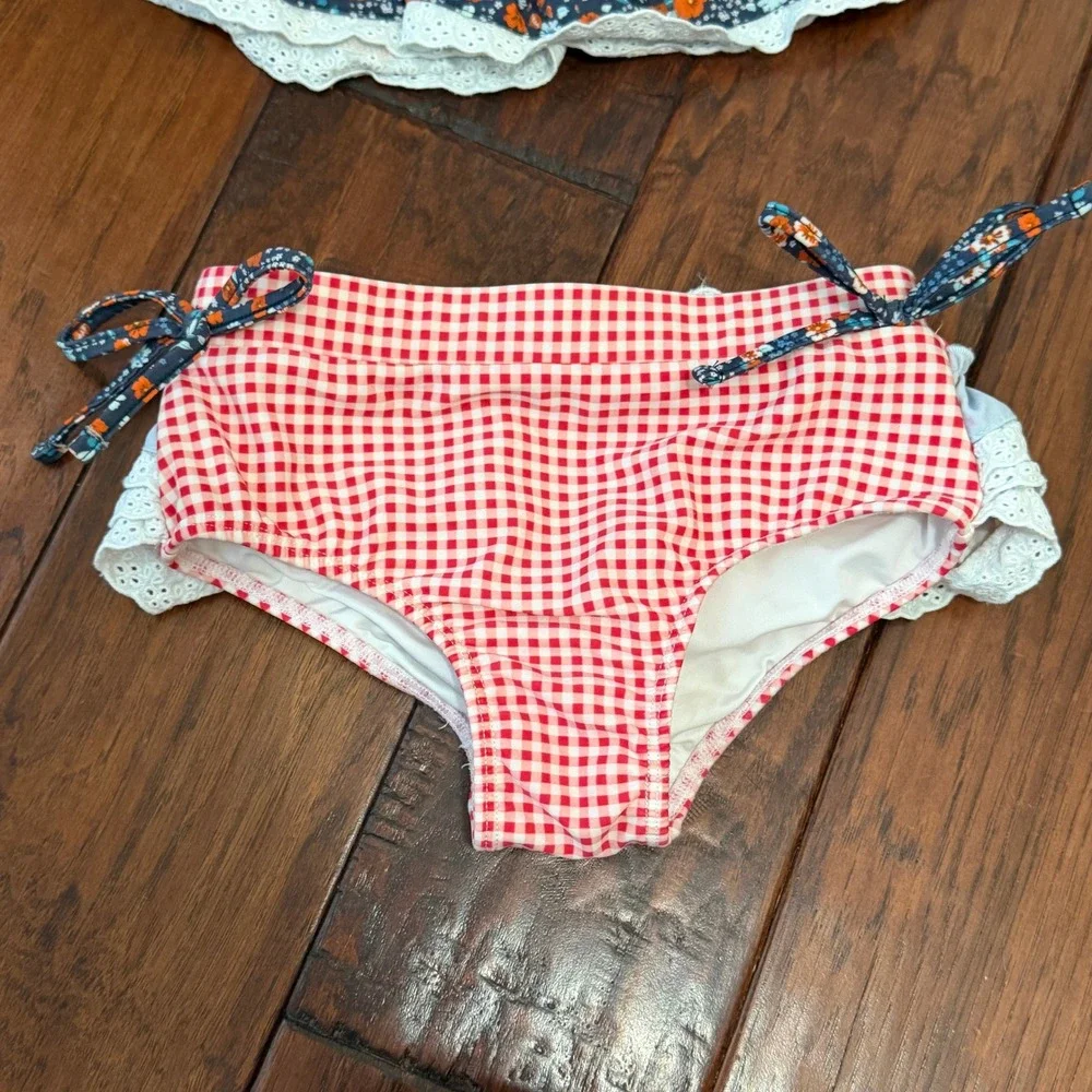Love‎ & Grow Clothing Co Girls 4T Tankini Swimsuit Eyelet Ruffle Patriotic Beach